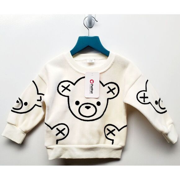 PAT PAT Children 6-9 Months Unisex Teddy Bear Face Sweatshirt Cream & Black NWT - Picture 2 of 10